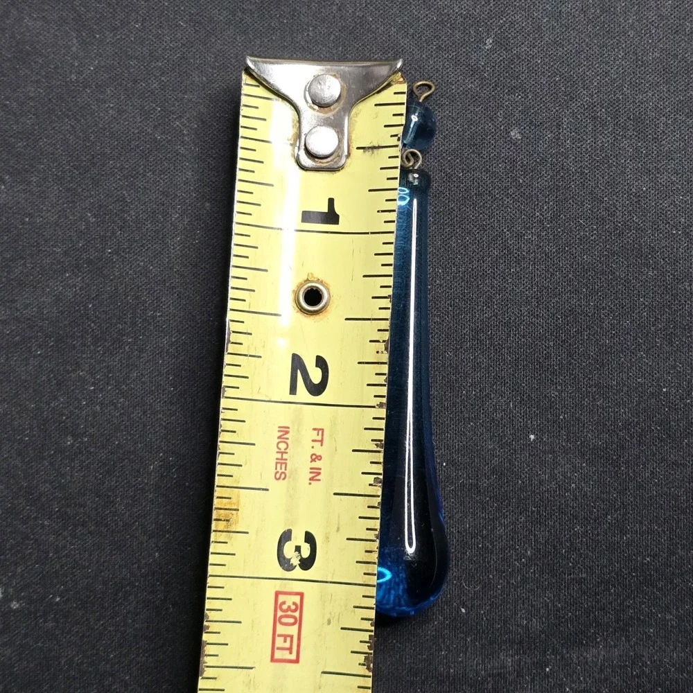Vintage Aqua Blue Glass Teardrop‎ Prism 3